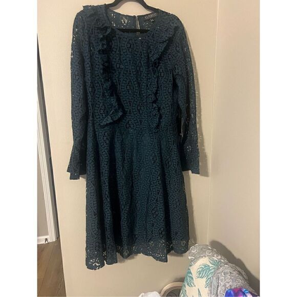 Eloquii Studio Women’s Size 14 Long Sleeve Lace Dress Emerald Green NWT - Picture 6 of 6